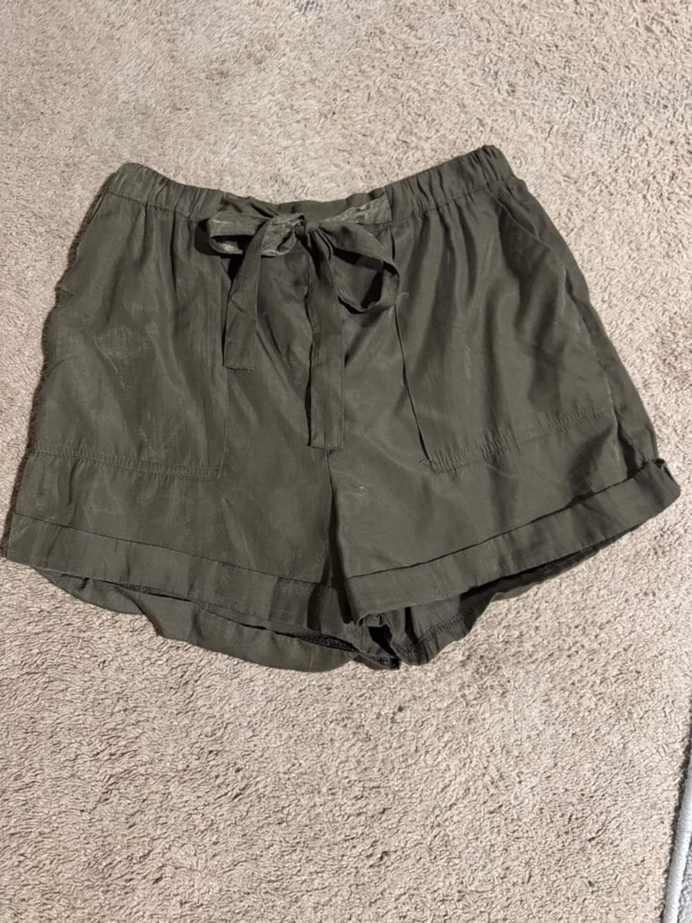 Lumiere Olive Tie-Waist Shorts